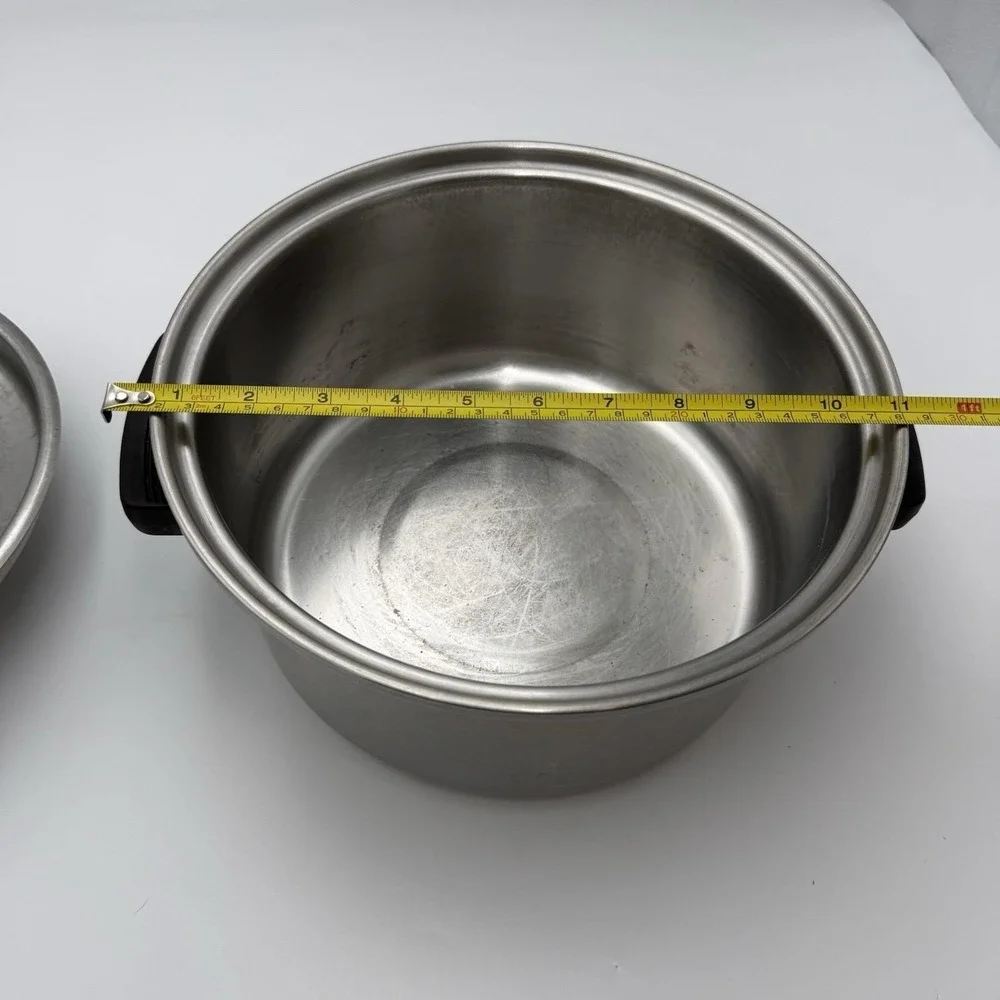 Vtg Lustre Craft Stainless Steel Stock Pot 6 Qt 18-8 3 PLY Dutch Oven W/ Lid
